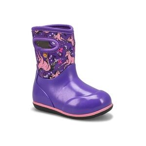 Size 7 Toddler Bogs Kids Boots in Purple with Unicorns